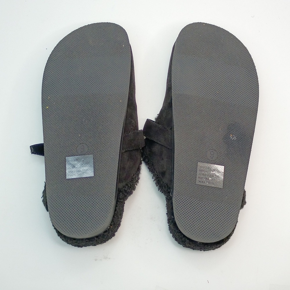 DV Dolce Vita Black Faux Suede Clogs Women Size 9 Shearling Lined Buckle Mules - Picture 9 of 10